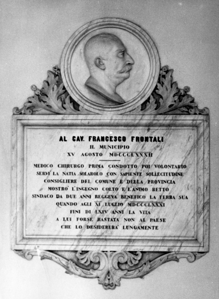 ritratto di Francesco Frontali di profilo (lapide commemorativa) di Visani Paolo (sec. XIX)