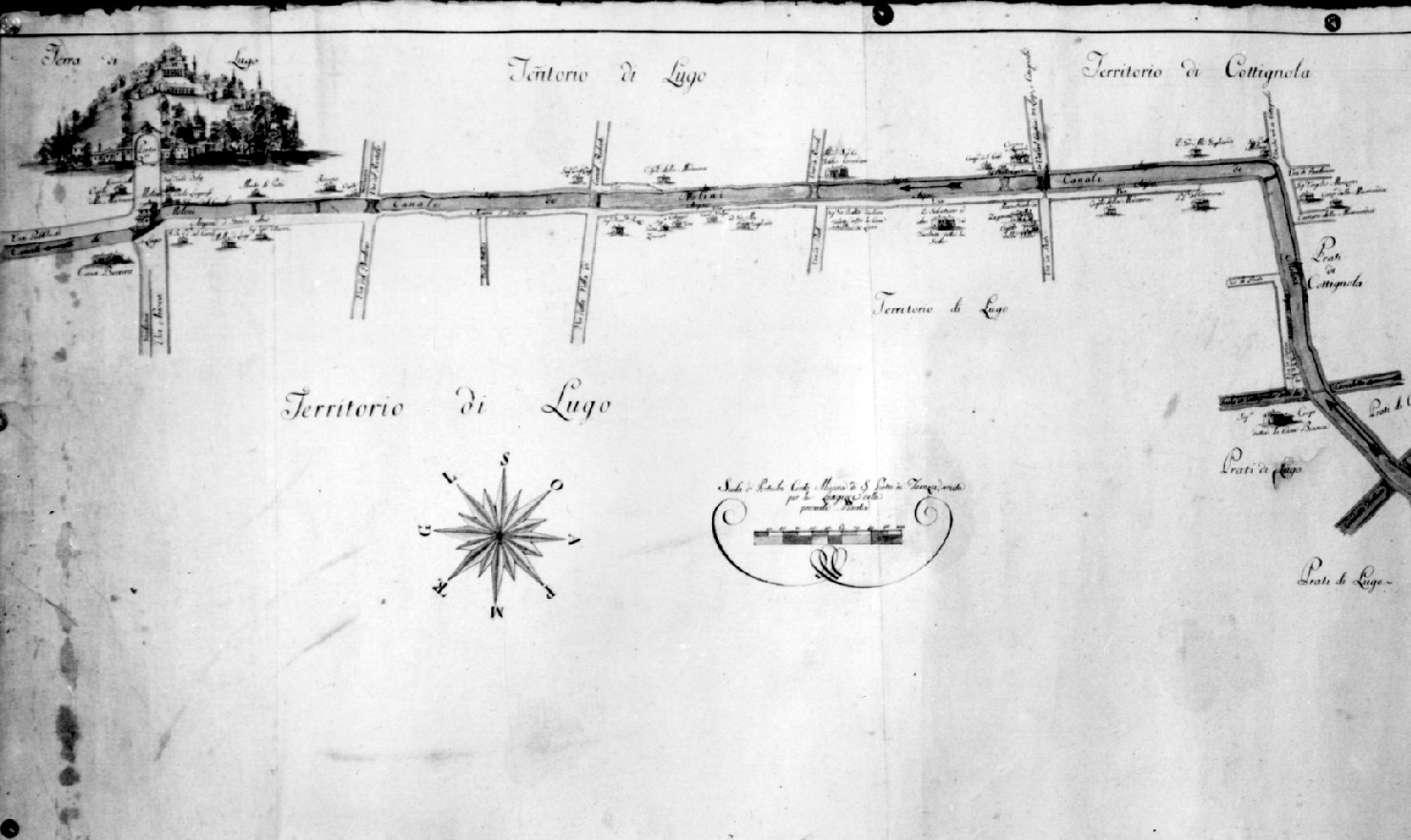 pianta del Canale dei Molini di Solarolo (carta geografica) di Baruzzi Vincenzo Luigi (sec. XIX)