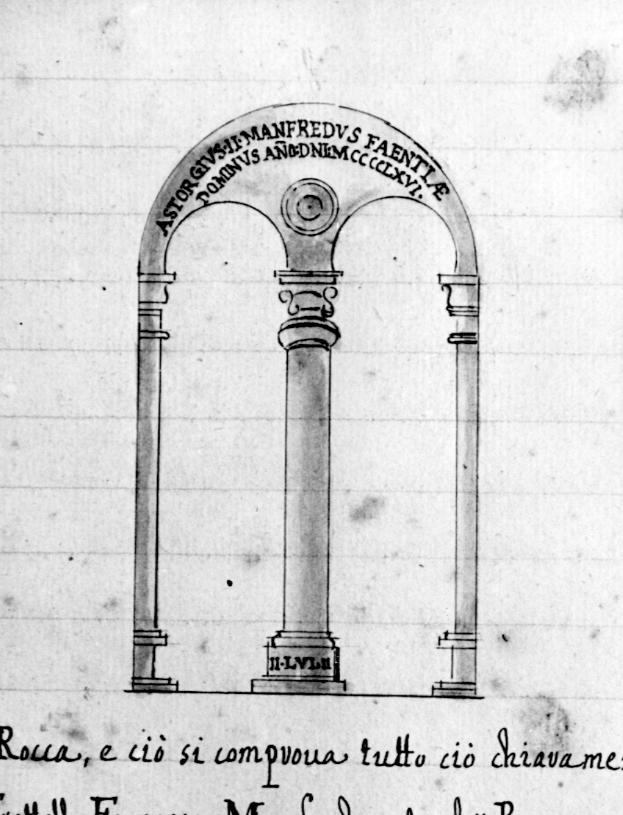 pianta della città di Solarolo/ Rocca di Solarolo (disegno di architettura) di Manzoni Gregorio (sec. XVIII)