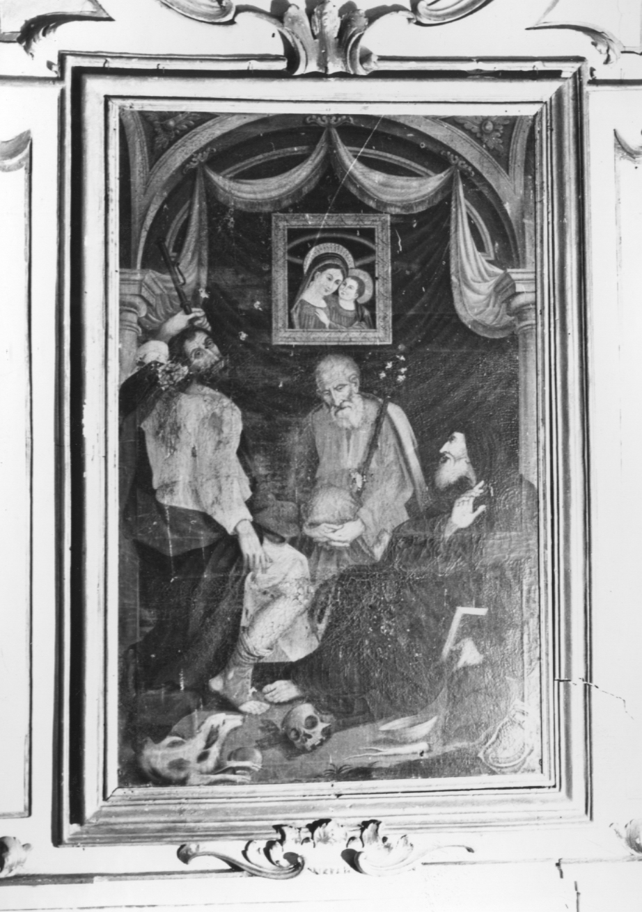 Madonna del Buon Consiglio/ San Rocco/ San Giuseppe/ San Macario (dipinto) di Lazzari Antonio (attribuito) (sec. XVIII)