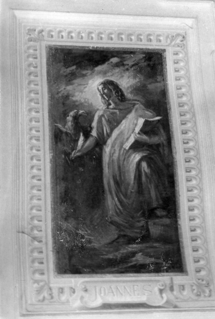 San Giovanni Evangelista scrive il vangelo (dipinto) di Mazzoni Giuseppe (metà sec. XX)