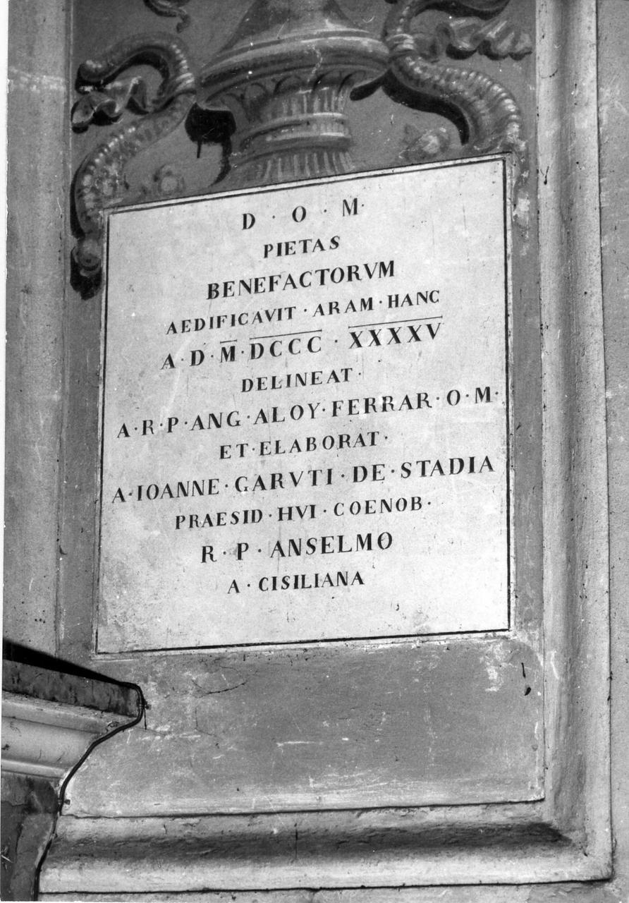 lapide commemorativa di Garuti Giovanni (secondo quarto sec. XIX)
