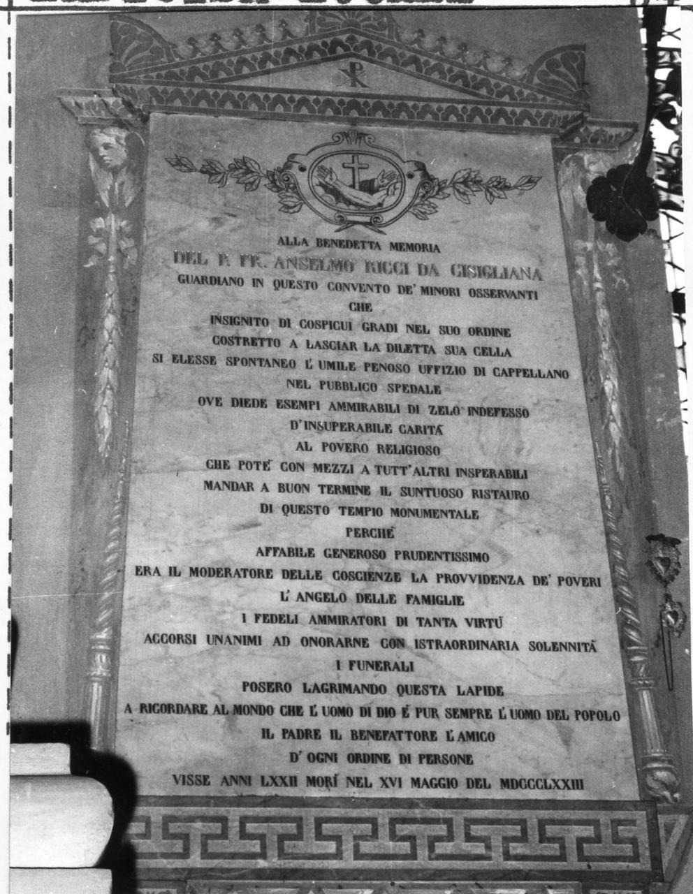 lapide commemorativa - bottega carpigiana (sec. XIX)