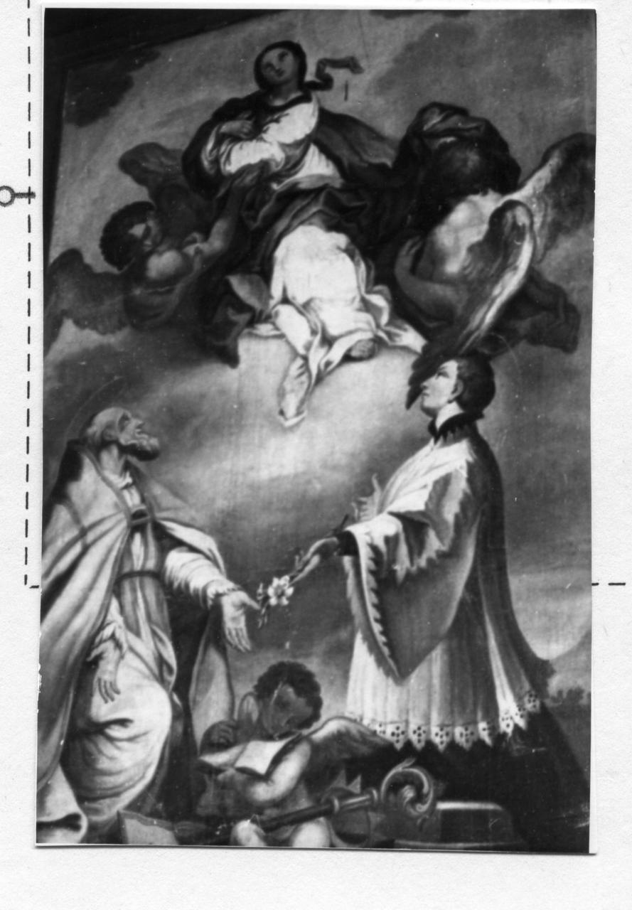 Madonna Assunta adorata da San Luigi e Santo Vescovo (dipinto) - ambito emiliano (sec. XVIII)