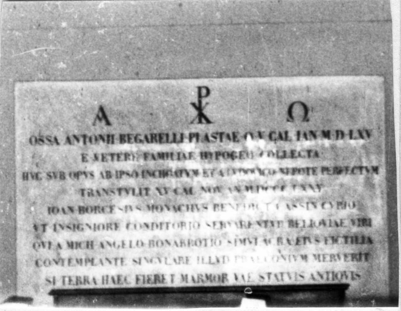 lapide documentaria - bottega modenese (ultimo quarto sec. XIX)