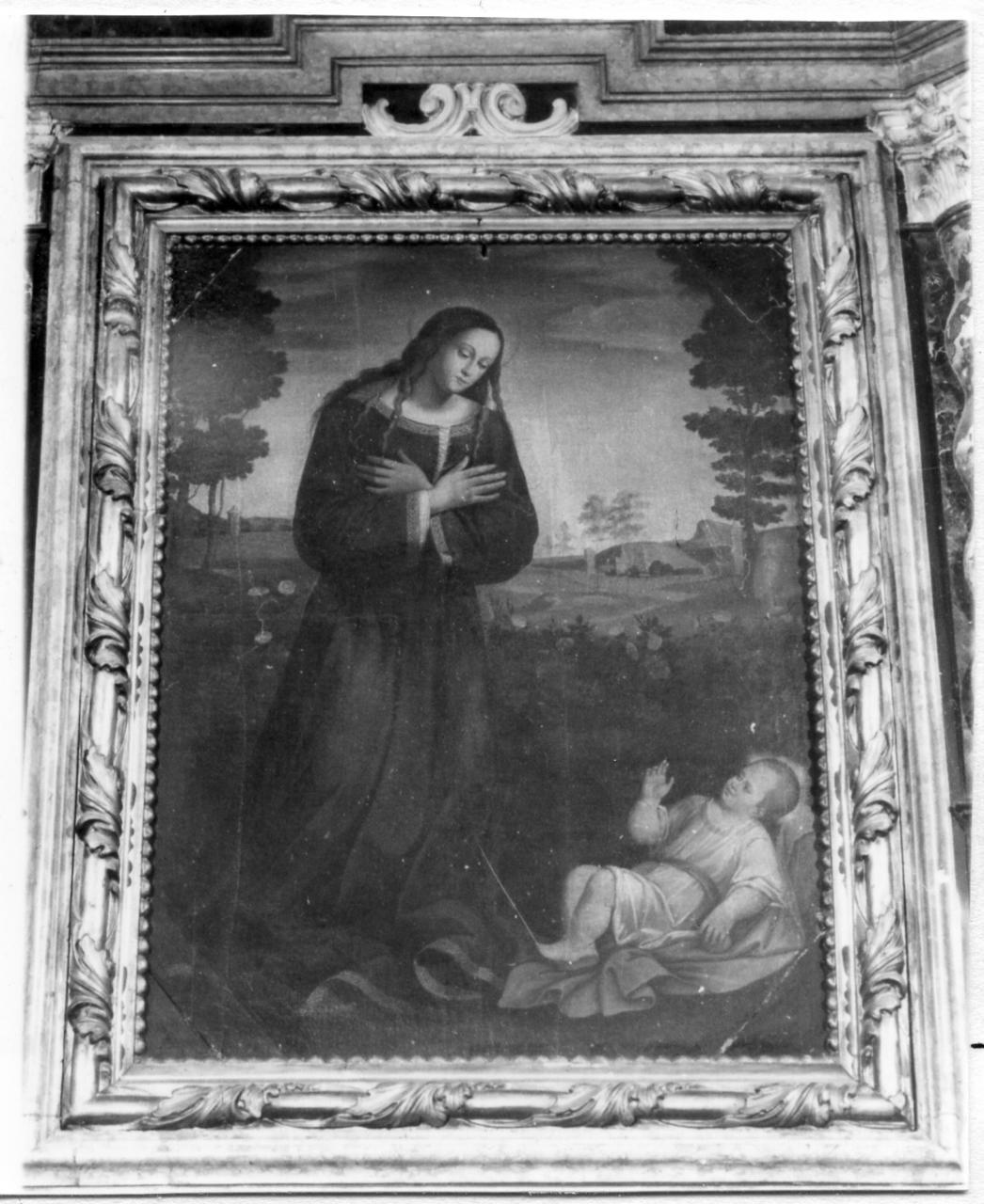Madonna del Roseto, Madonna che adora Gesù Bambino nel roseto (dipinto) - ambito emiliano (metà sec. XVI)
