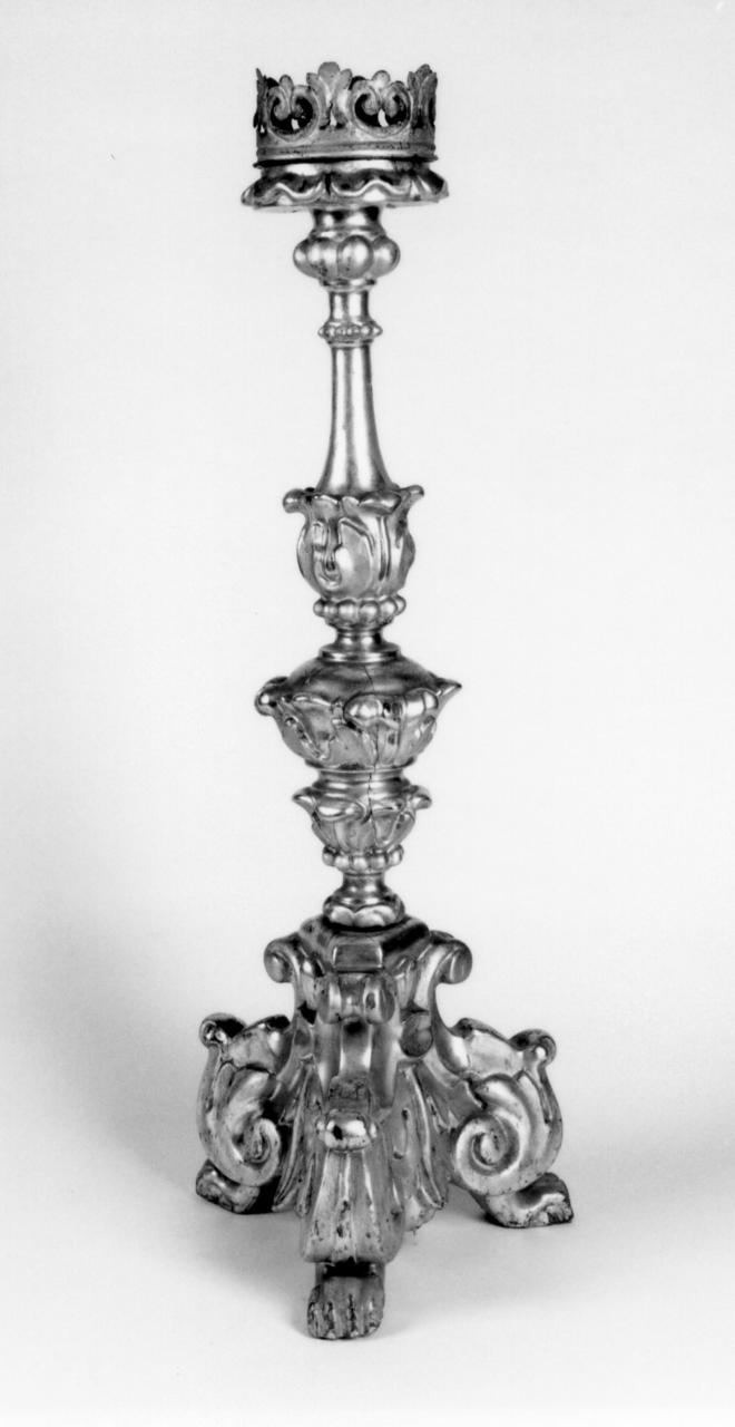 candeliere d'altare, serie - bottega emiliana (metà sec. XVIII)