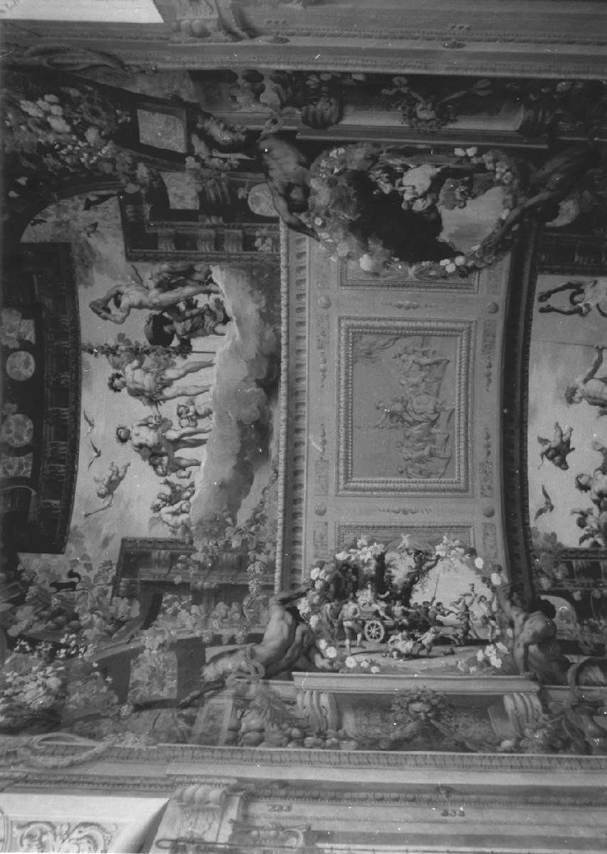 nozze di Bacco e Arianna, Bacco su una botte, Bacco e le nutrici, Trionfo (soffitto dipinto, ciclo) di Boulanger Jean (metà sec. XVII)
