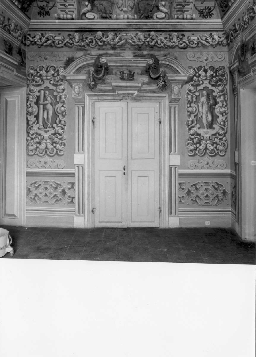 motivi decorativi architettonici a finta balaustrata con trafori e volute e mensoloni (decorazione pittorica, complesso decorativo) di Viviani Ottavio (attribuito) (sec. XVII)