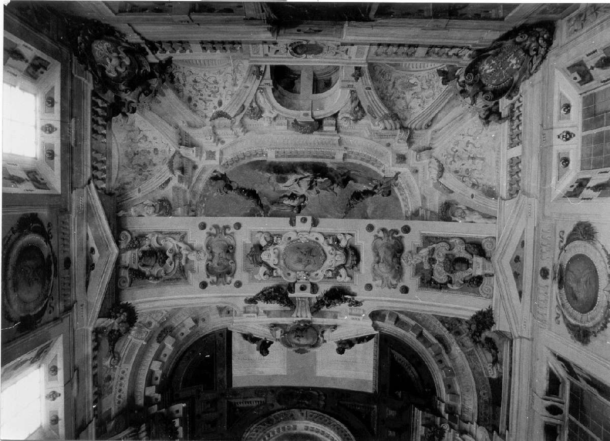 Giunone, Frine e Mercurio (soffitto dipinto) di Mitelli Agostino, Colonna Angelo Michele (prima metà sec. XVII)