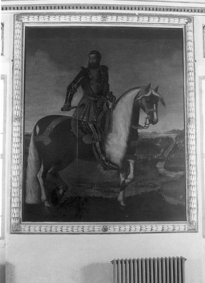 ritratto di Alfonso I a cavallo (dipinto) - manifattura emiliana (seconda metà sec. XVII)