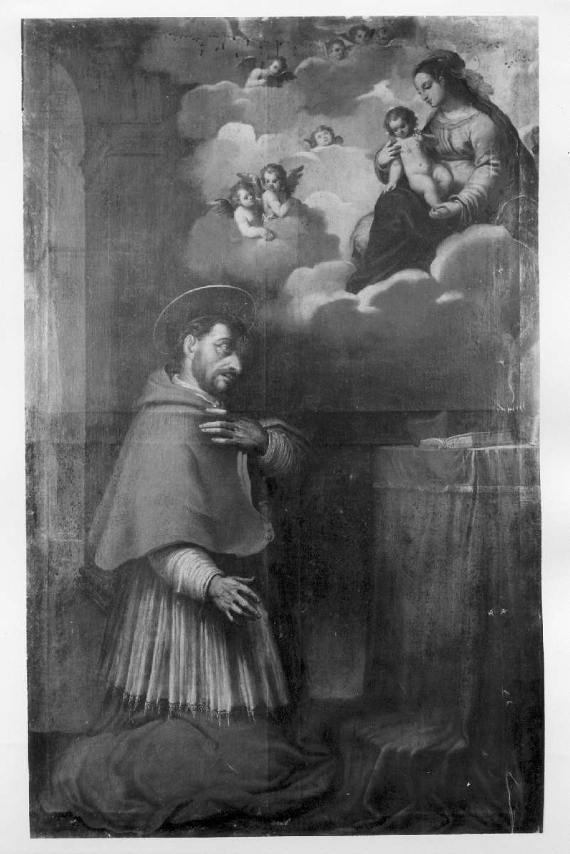 San Carlo Borromeo in preghiera davanti alla Madonna con Bambino (dipinto) di Ricci Camillo (primo quarto sec. XVII)