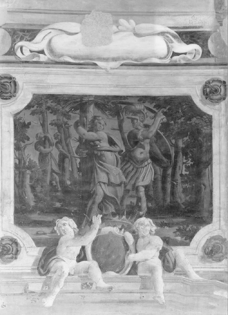 Rinaldo e Armida nella selva incantata (dipinto, elemento d'insieme) di Battistelli Pier Francesco (e aiuti) (sec. XVII)