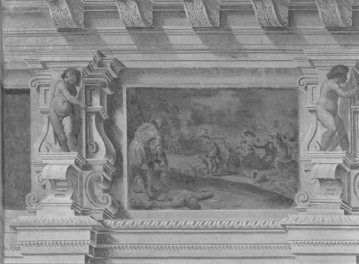 scena di combattimento (dipinto, elemento d'insieme) di Battistelli Pier Francesco (e aiuti) (sec. XVII)