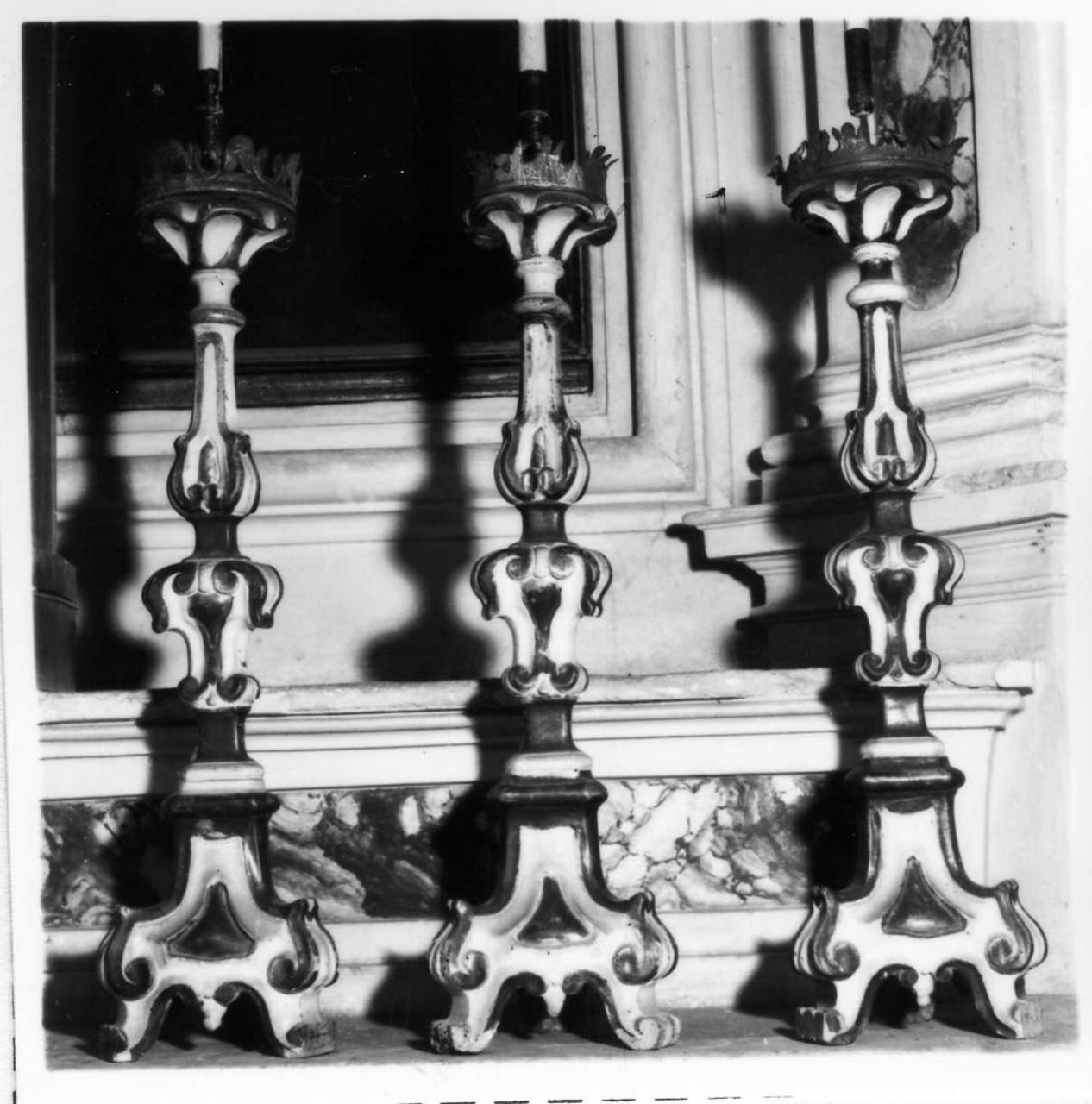 candeliere d'altare, serie - bottega reggiana (seconda metà sec. XVIII)