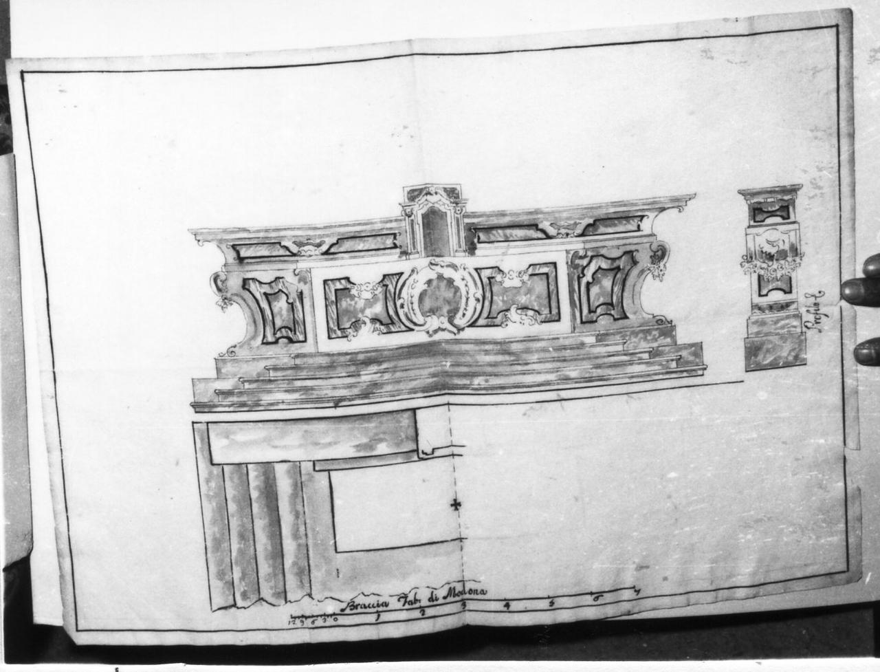 progetto per un altare (disegno) - ambito carpigiano (metà sec. XVIII)
