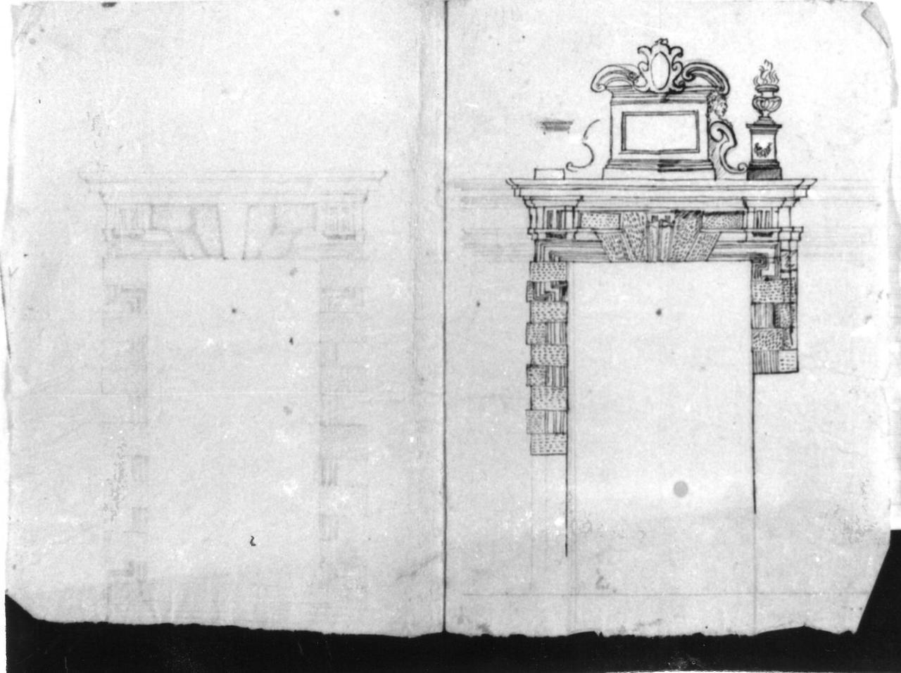 architettura di portale (disegno) di Pio di Savoia Manfredo (fine sec. XVII)