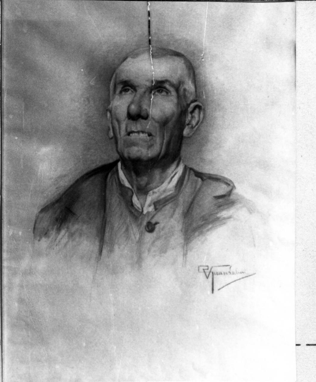 testa di vecchio (disegno) di Guandalini Vittorio (seconda metà sec. XIX)