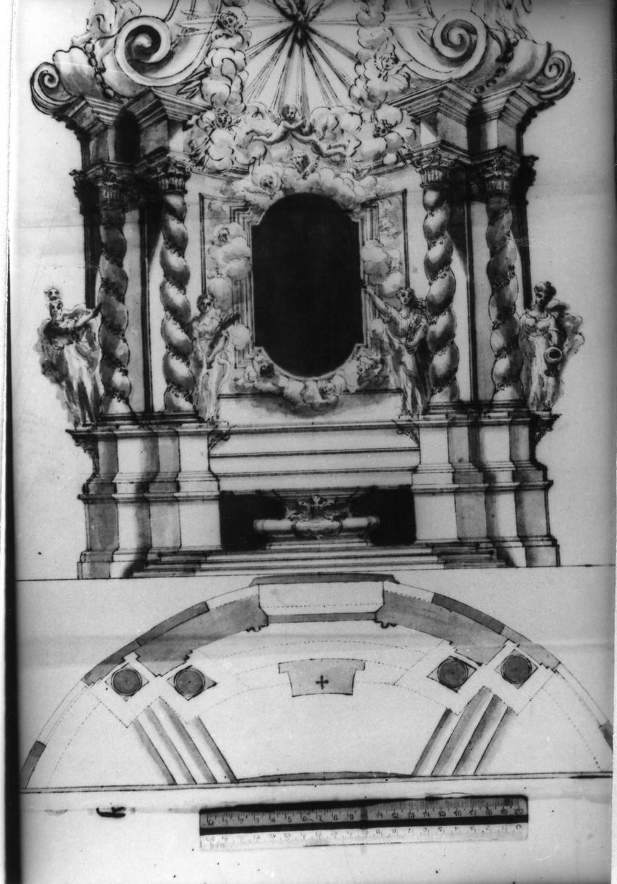 altare barocco (disegno) - ambito carpigiano (seconda metà sec. XVIII)