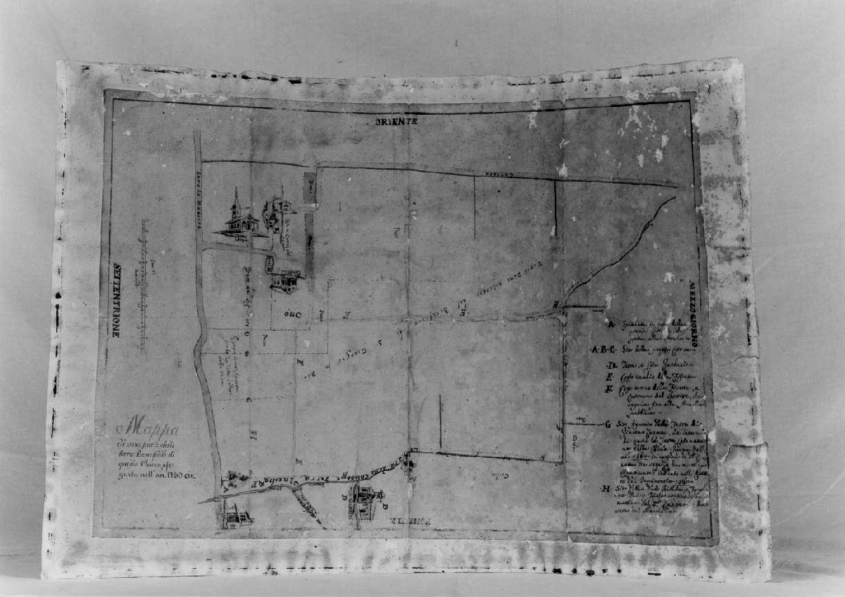 mappa di una parte delle terre beneficiali di questa Chiesa (disegno) - ambito reggiano (sec. XVIII)