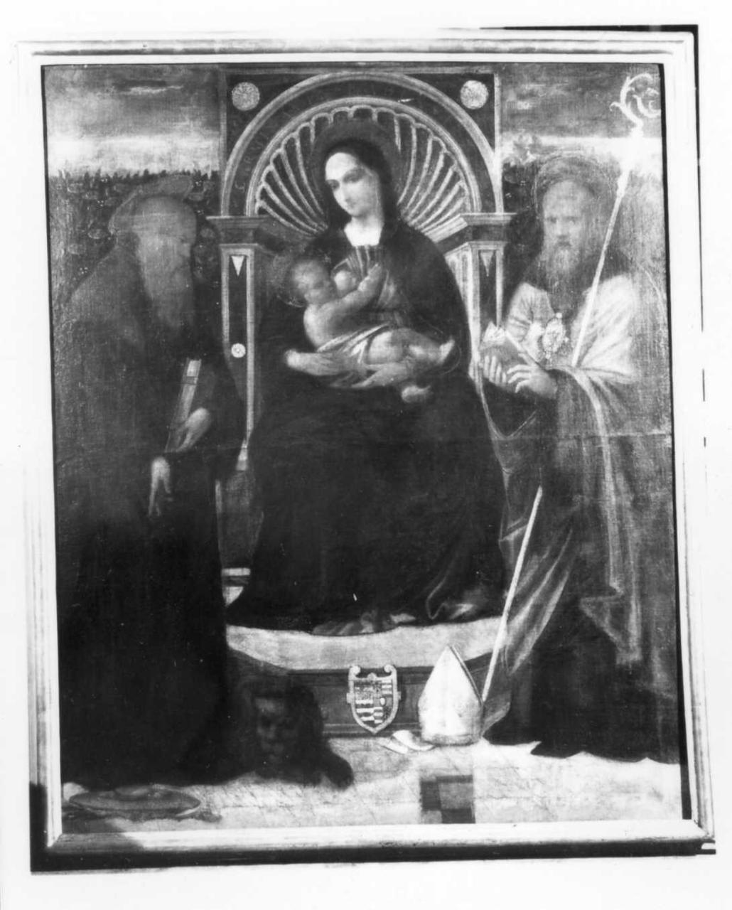Madonna in trono con Bambino, San Girolamo e Sant'Agostino (dipinto) - ambito emiliano (?), ambito lombardo (?) (primo quarto sec. XVI)