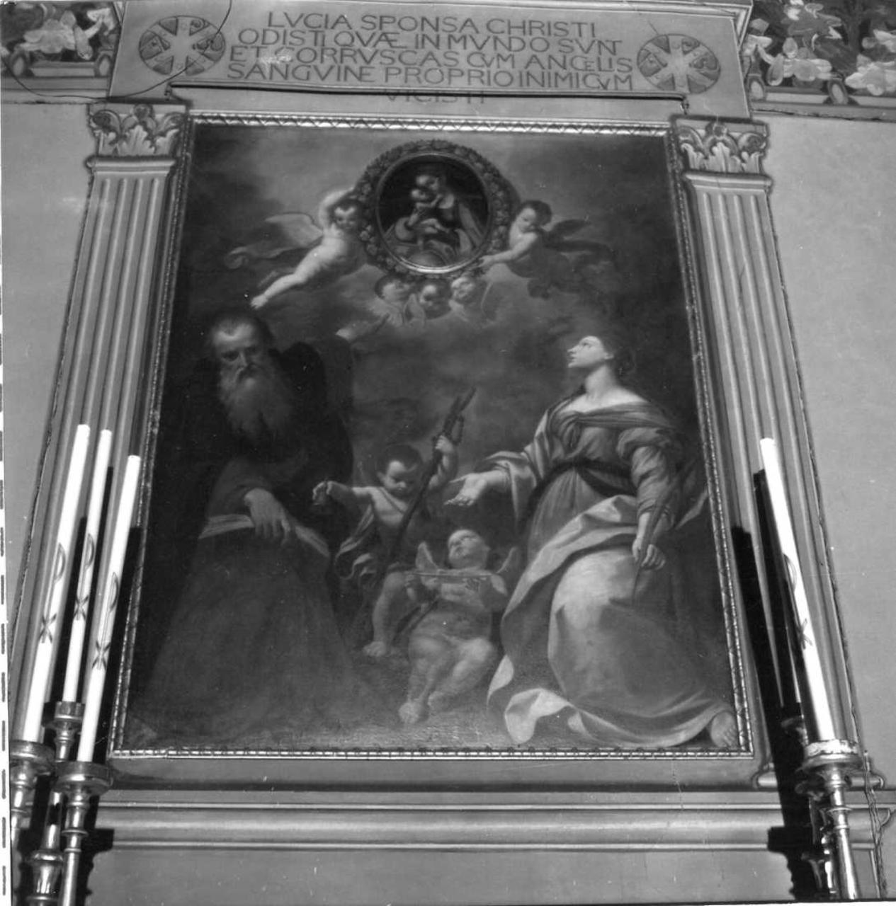 Sant'Antonio abate e Santa Lucia (dipinto) di Consetti Antonio (attribuito) (sec. XVIII)