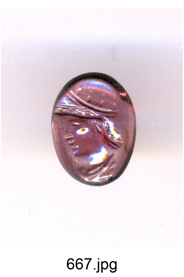 testa d'uomo di profilo (gemma) - produzione italiana (secc. XVI/ XVII)