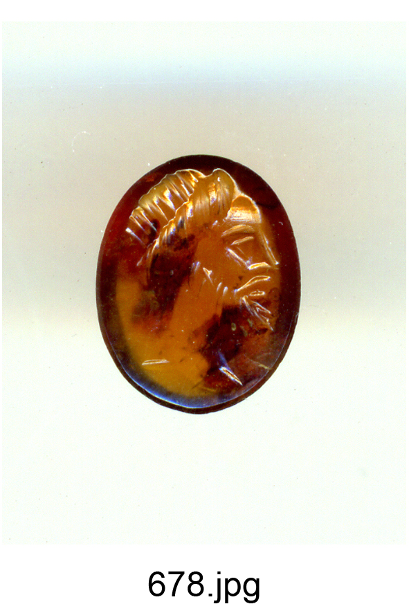 testa d'uomo di profilo (gemma) - produzione italiana (secc. XVI/ XVII)