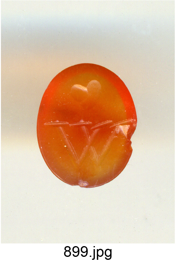 lettera W e cuore (gemma) - produzione italiana (secc. XVI/ XVIII)