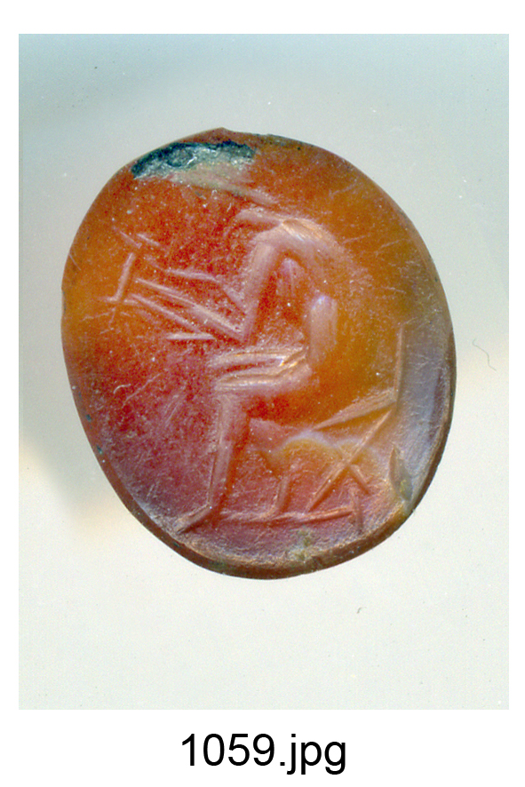 figura maschile seduta con lira (gemma) - produzione romana (secc. II/ III)