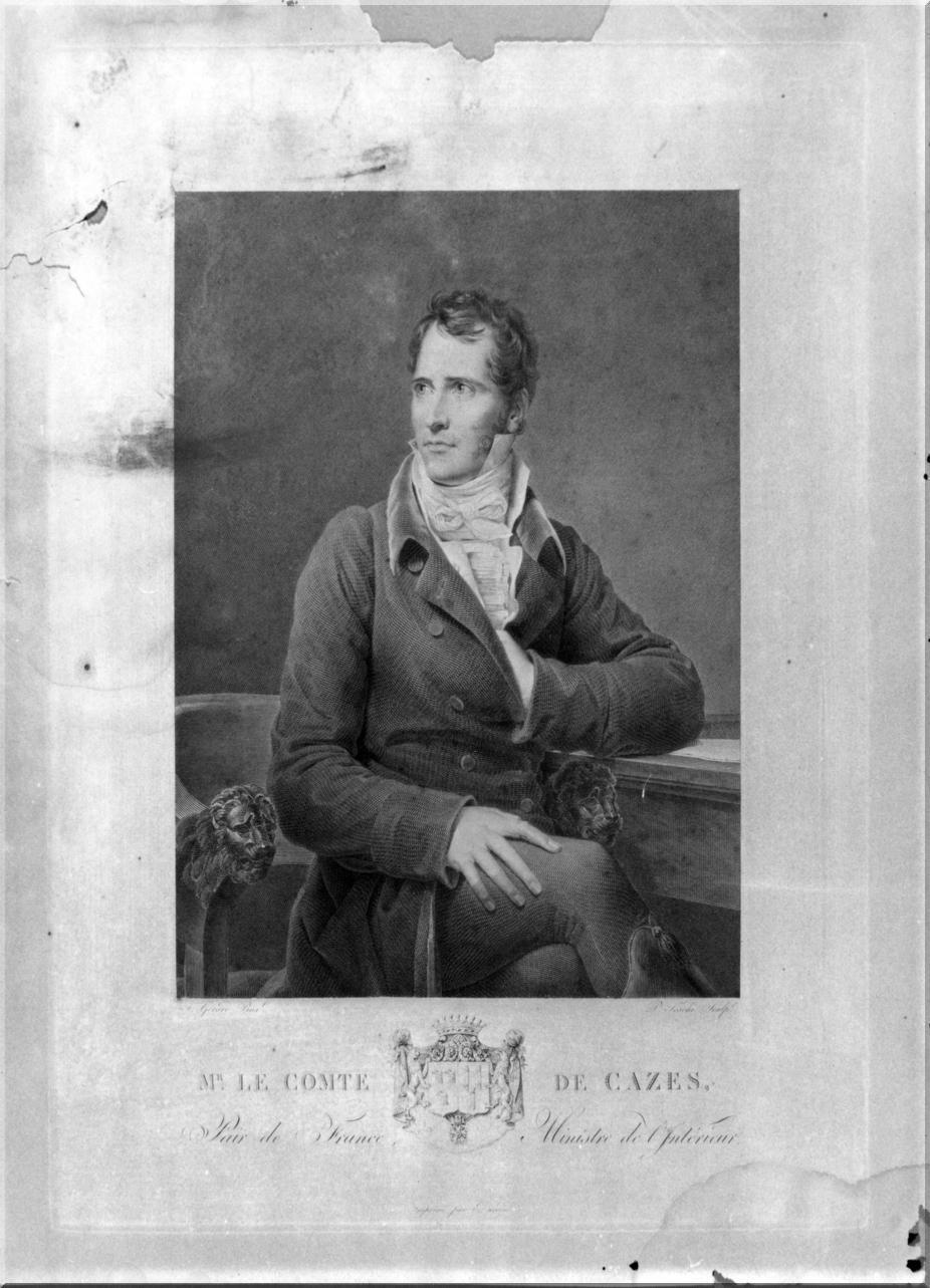 ritratto del conte Elie De Cazes (stampa) di Toschi Paolo, Gérard François Pascal Simon (sec. XIX)
