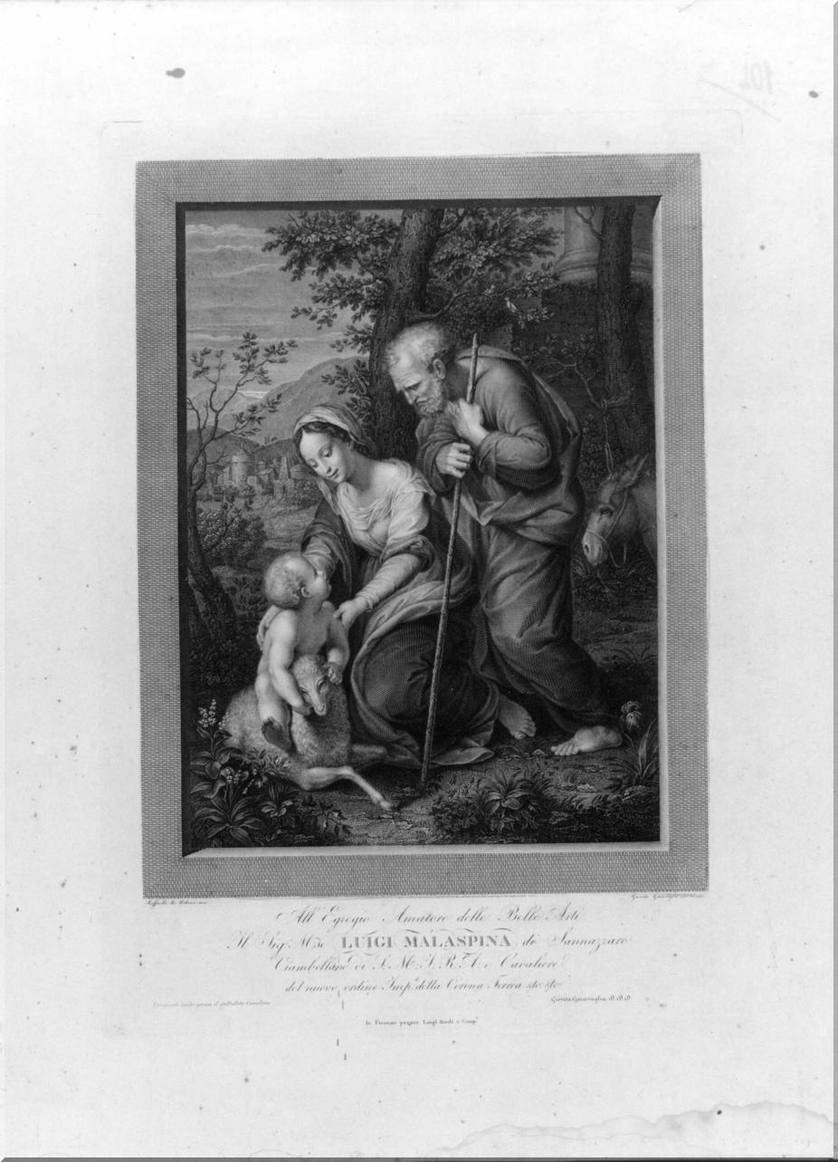 Madonna dell'agnello, Sacra Famiglia (stampa) di Garavaglia Giovita, Sanzio Raffaello (sec. XIX)