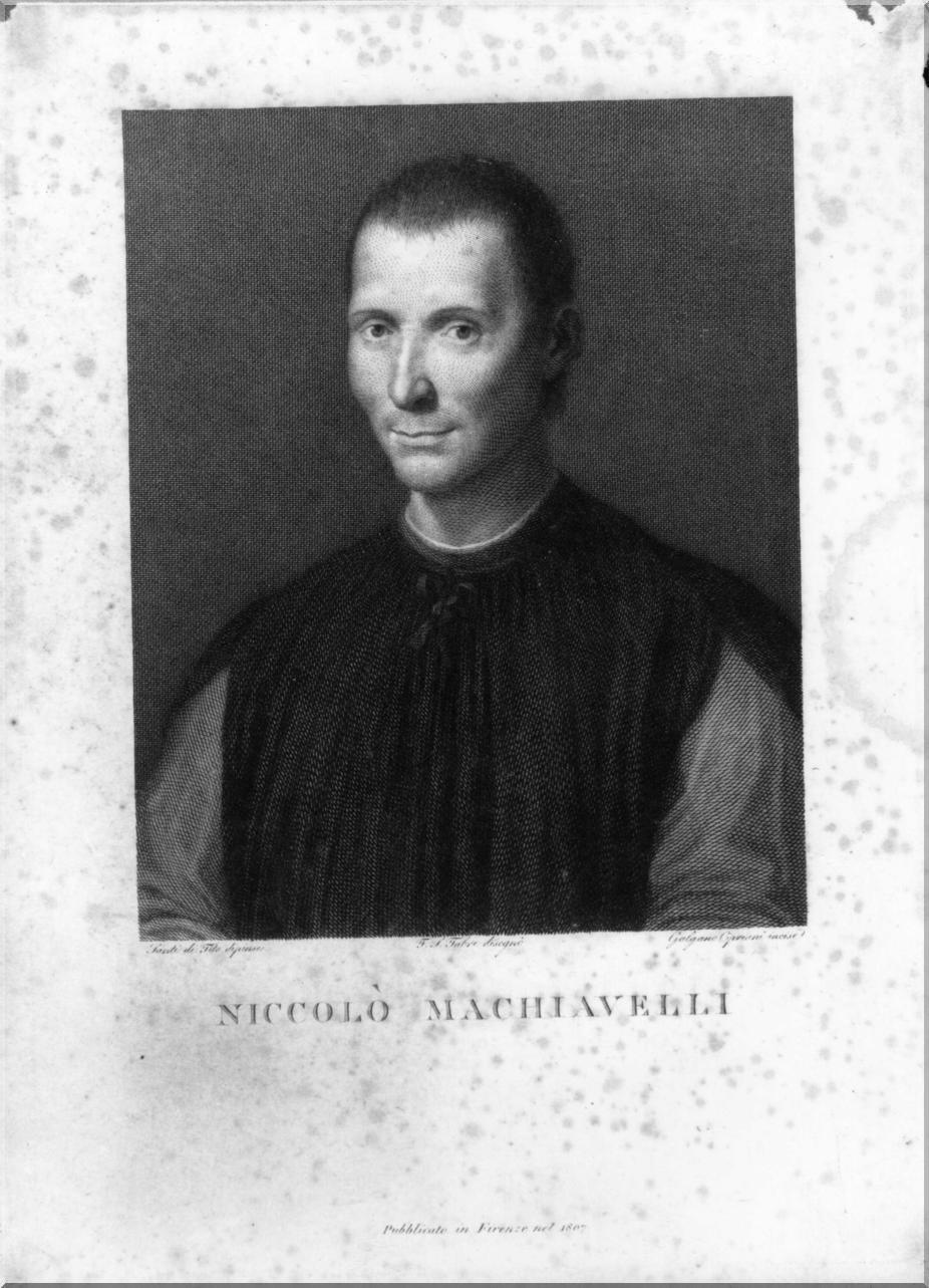 ritratto di Niccolò Machiavelli (stampa) di Fabre François Xavier, Santi di Tito, Cipriani Galgano (sec. XIX)