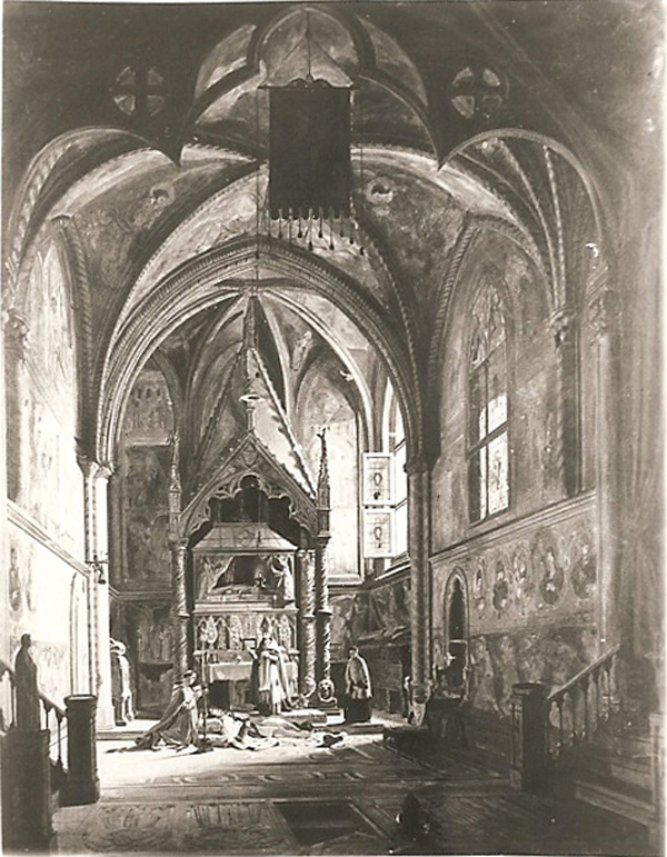 interno di cappella (dipinto, opera isolata) - scuola napoletana (sec. XIX)