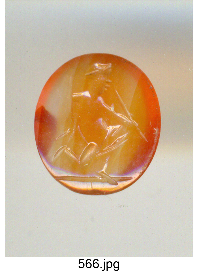 figura maschile inginocchiata (gemma) - produzione italiana (secc. XVI/ XVII)
