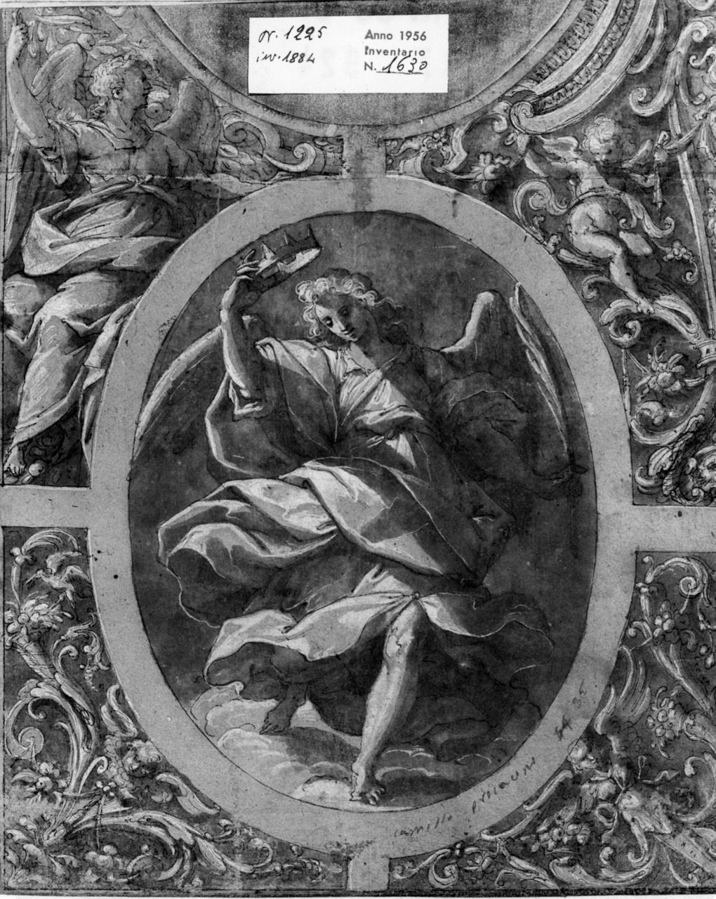 Studio per decorazione architettonica (disegno) di Rovere Giovan Mauro della (sec. XVII)