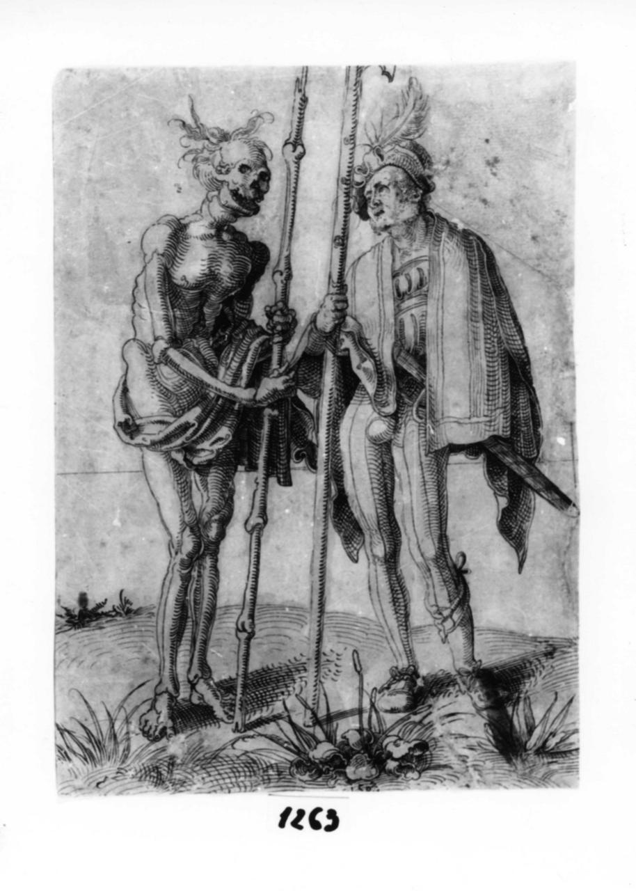 Lanzichenecco e Morte (disegno) di Baldung Hans (attribuito) (sec. XVI)