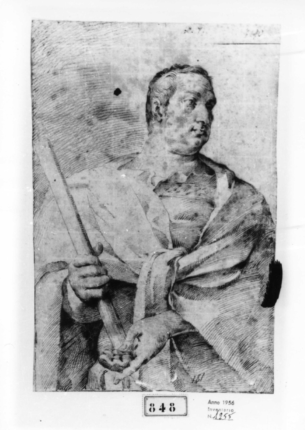 Busto di Imperatore romano, busto ritratto d'uomo (disegno, serie) di Passerotti Bartolomeo (scuola) (ultimo quarto sec. XVI)
