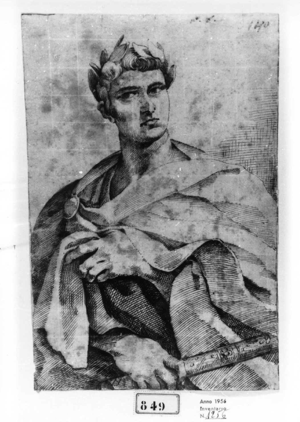 Busto di Imperatore romano, busto ritratto d'uomo (disegno, serie) di Passerotti Bartolomeo (scuola) (ultimo quarto sec. XVI)