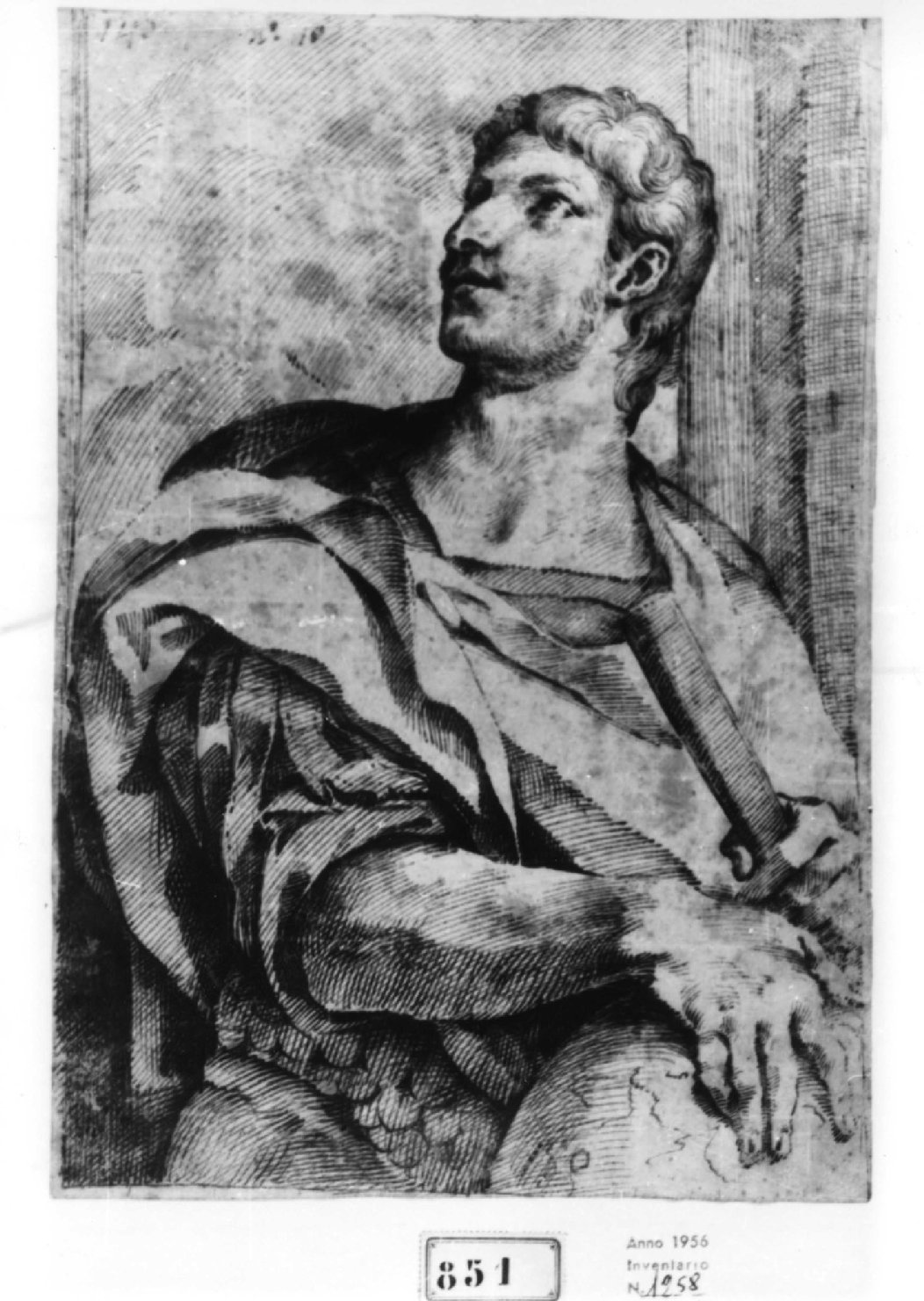 Busto di Imperatore romano, busto ritratto d'uomo (disegno, serie) di Passerotti Bartolomeo (scuola) (ultimo quarto sec. XVI)