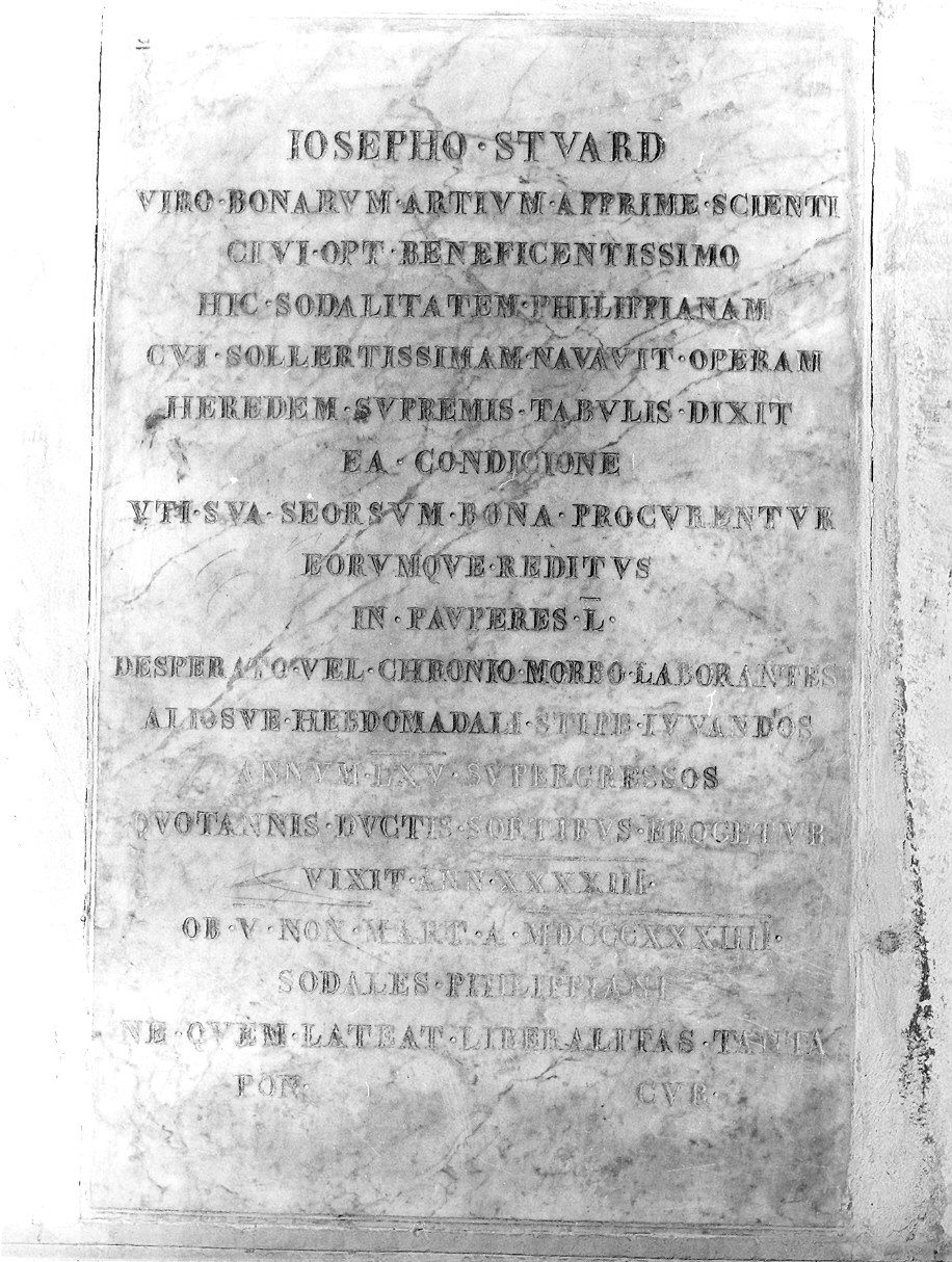 lapide commemorativa - ambito parmense (sec. XIX)