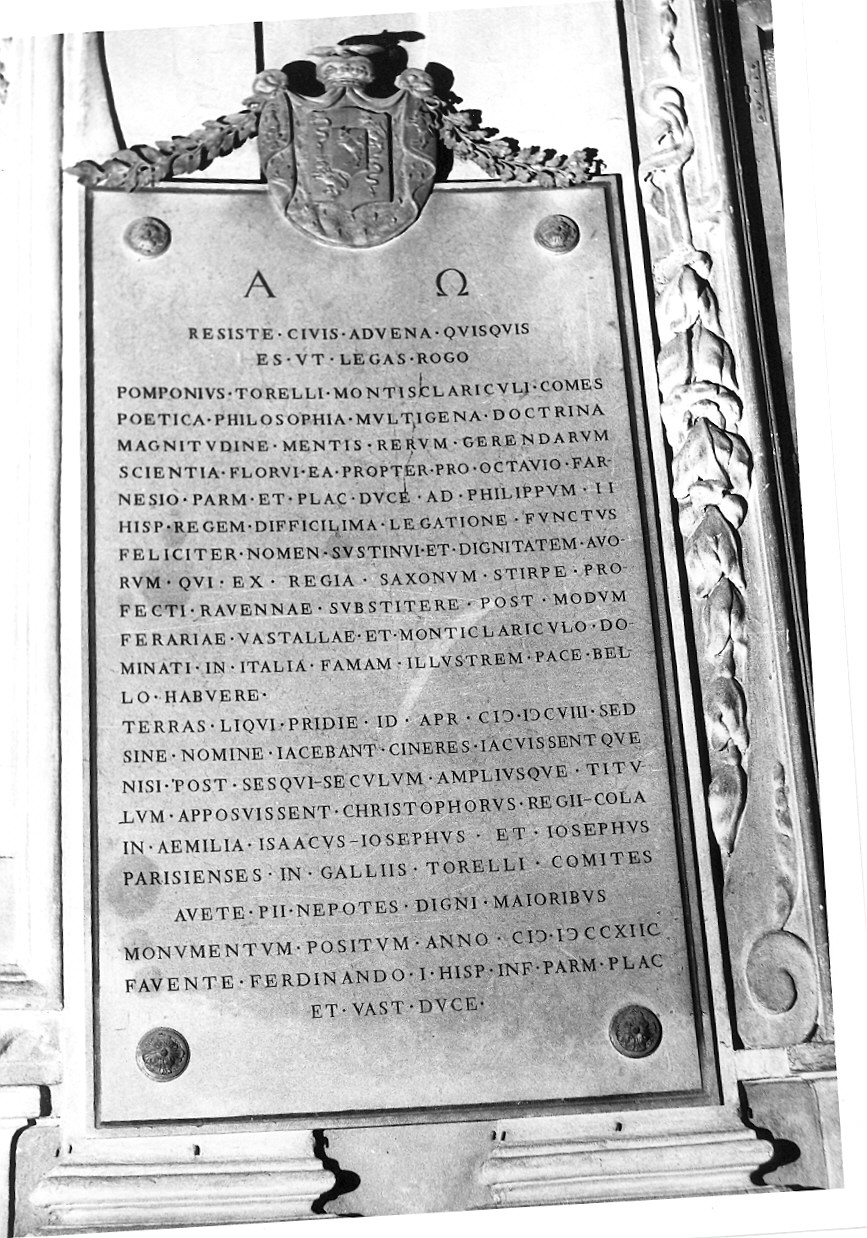 lapide commemorativa - ambito parmense (sec. XVIII)