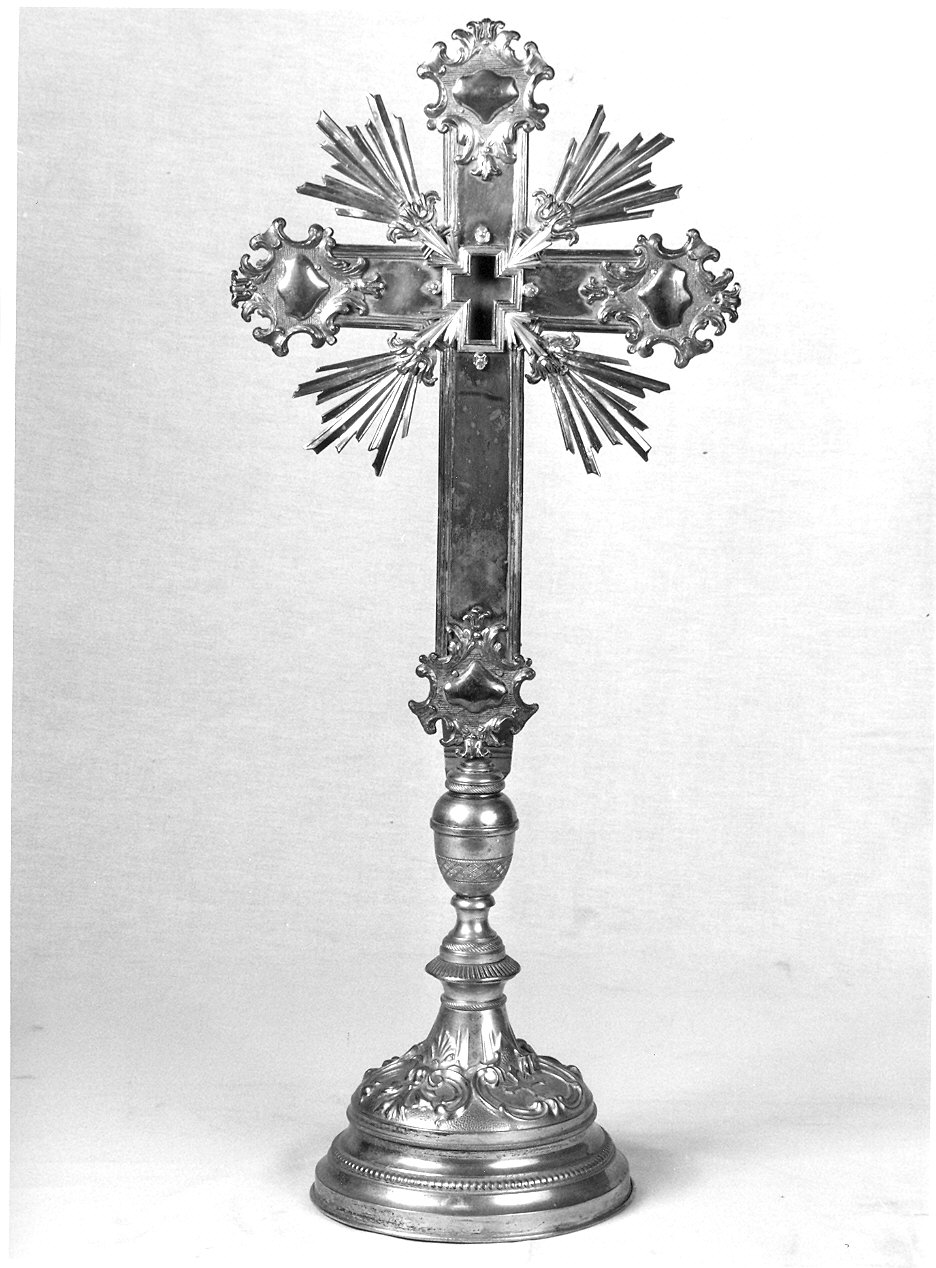reliquiario - a croce - ambito parmense (metà, seconda metà sec. XVIII, sec. XIX)