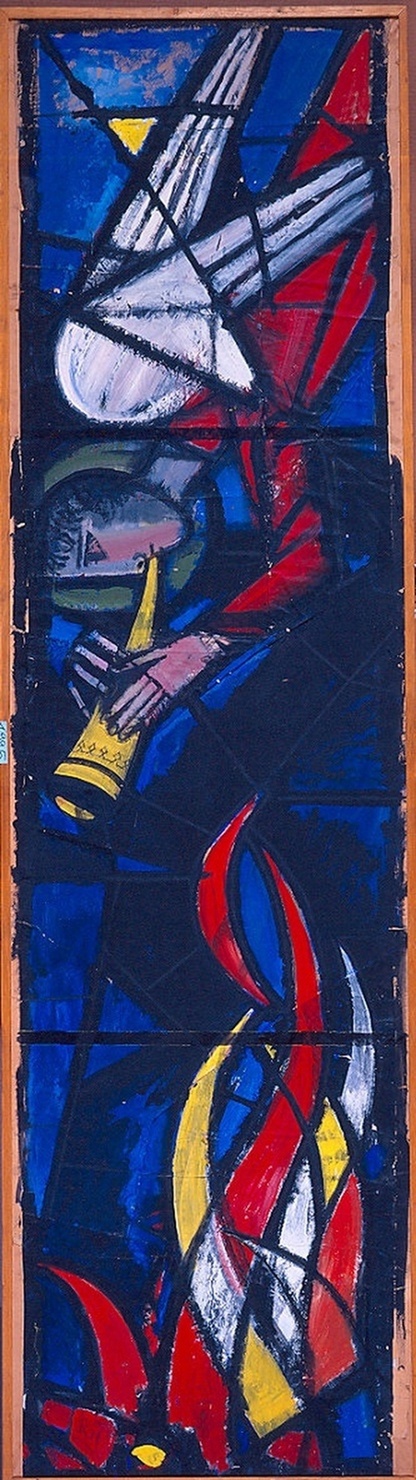 Angelo tibicine (dipinto) di Mattioli Carlo (metà sec. XX)