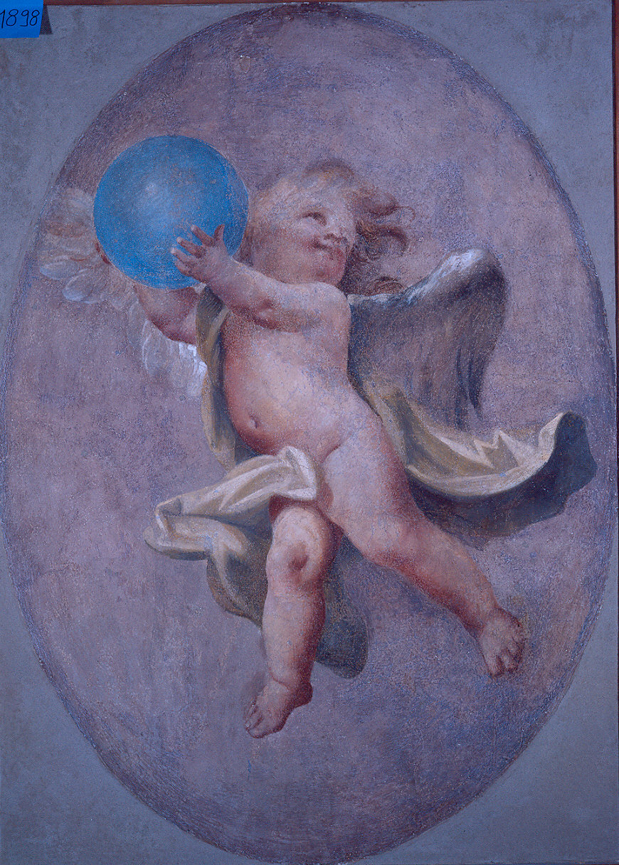 angelo con globo (dipinto, elemento d'insieme) di Galeotti Sebastiano (sec. XVIII)