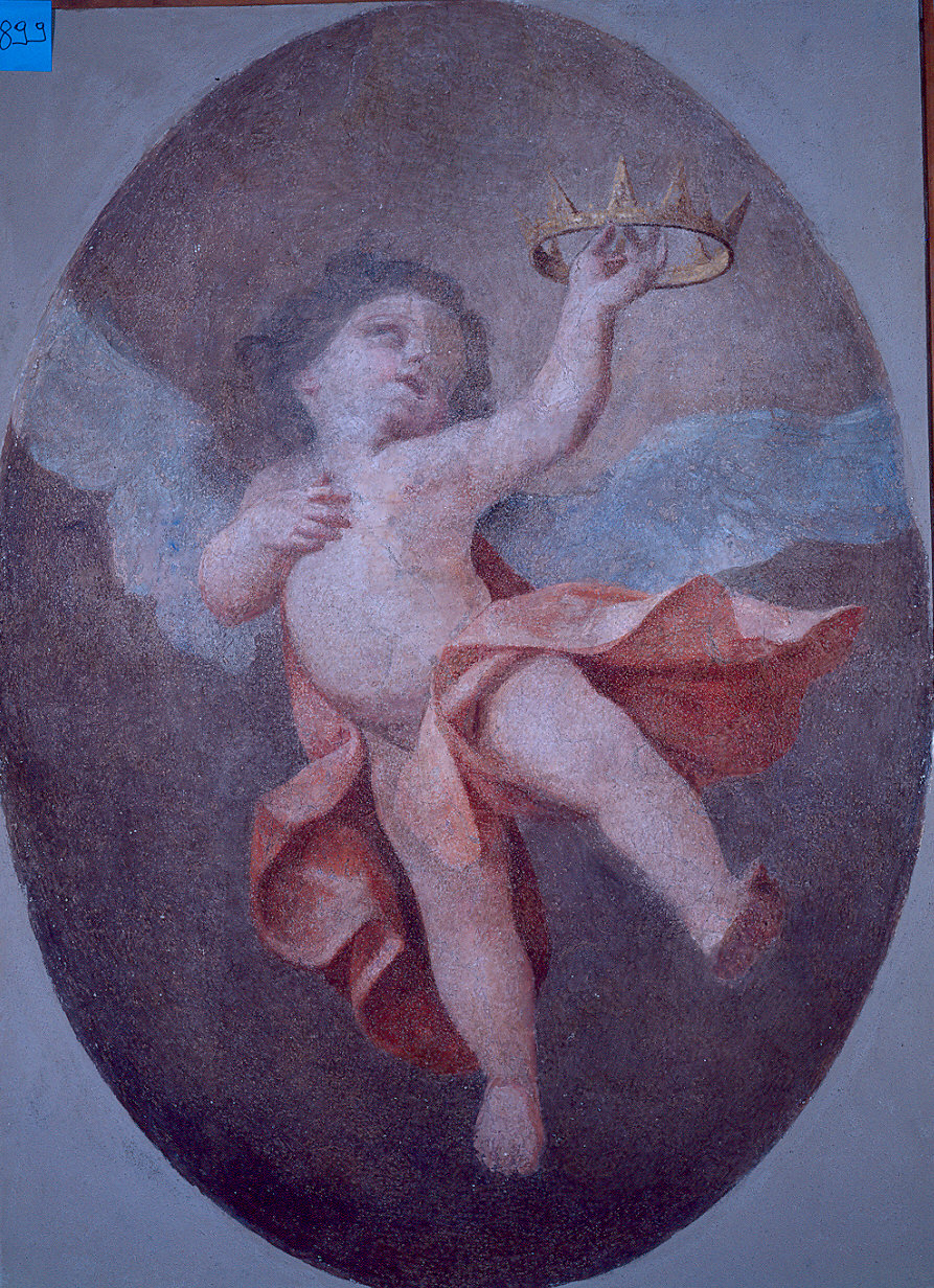Angelo con corona (dipinto, elemento d'insieme) di Galeotti Sebastiano (sec. XVIII)