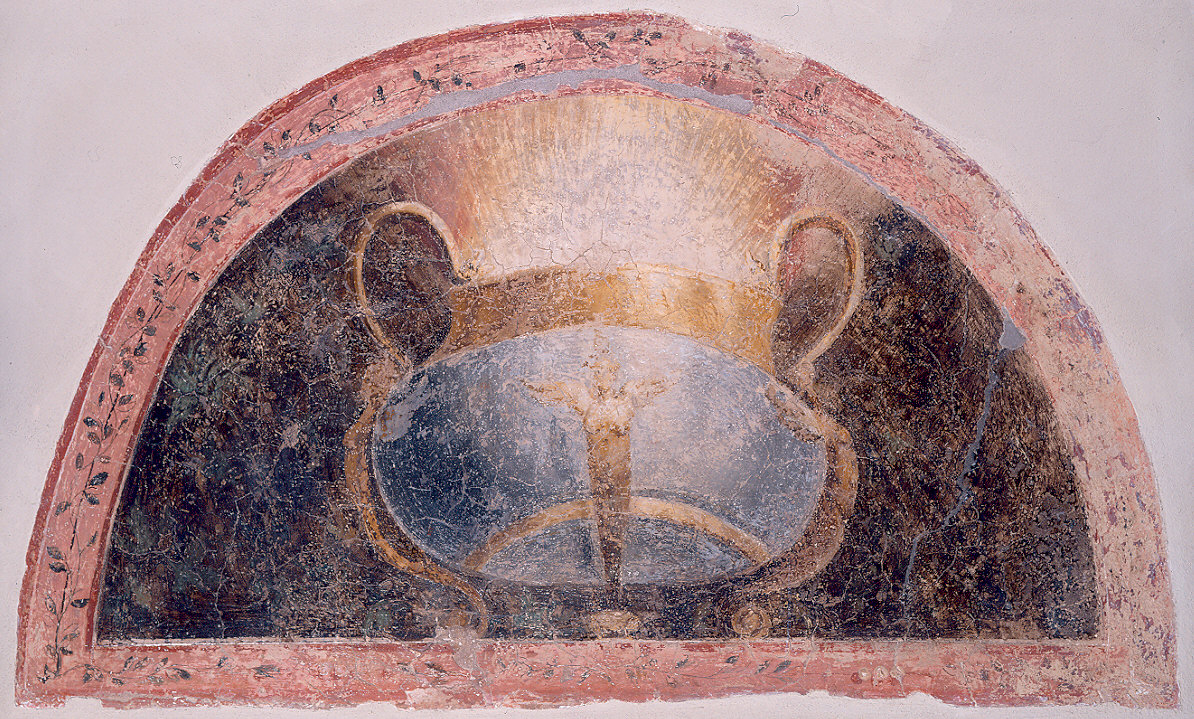 Danae entro cartouches (lunetta, elemento d'insieme) di Baglione Cesare (cerchia) (ultimo quarto sec. XVI)