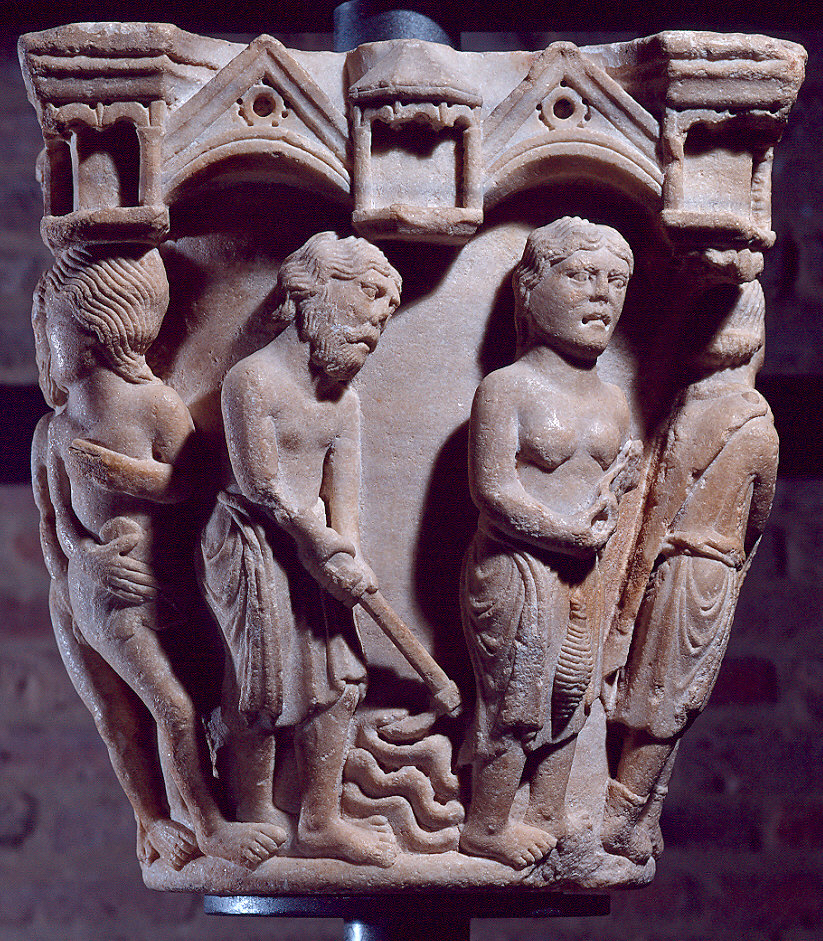 Episodi del Genesi (capitello di colonna) di Antelami Benedetto (sec. XII)