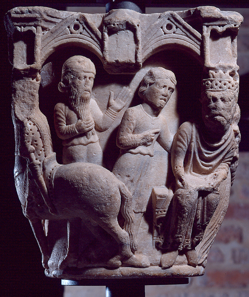 Episodi del Libro dei Re (capitello di colonna) di Antelami Benedetto (sec. XII)