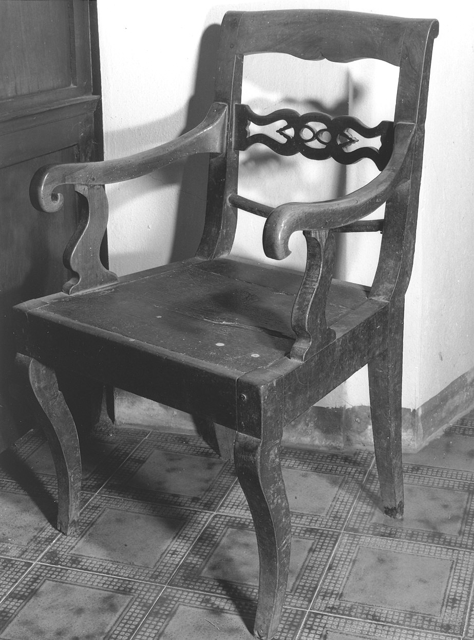 sedia - a braccioli - ambito parmense (seconda metà sec. XIX)